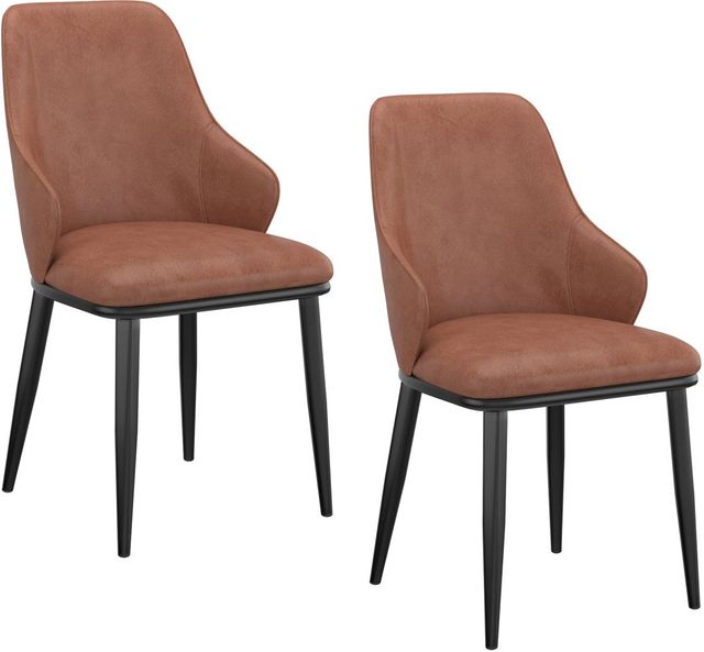 Worldwide Homefurnishings Inc. Kash 2-Piece Black/Saddle Dining Arm Chair Set-0