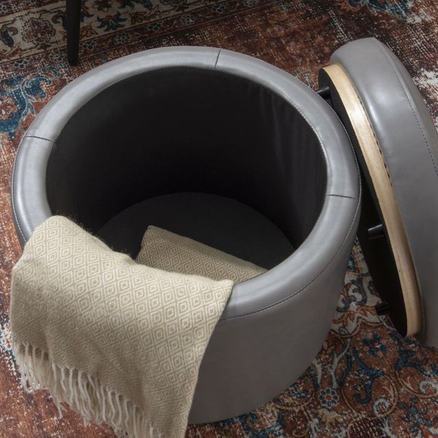 Linon Sunny Gray Storage Ottoman-3