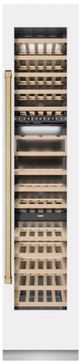 ZLINE Autograph Edition 18" 9.0 Cu. Ft. Triple Zone 68 Bottle Right Hinge Column Wine Cooler in White Matte with Champagne Bronze Accents-0
