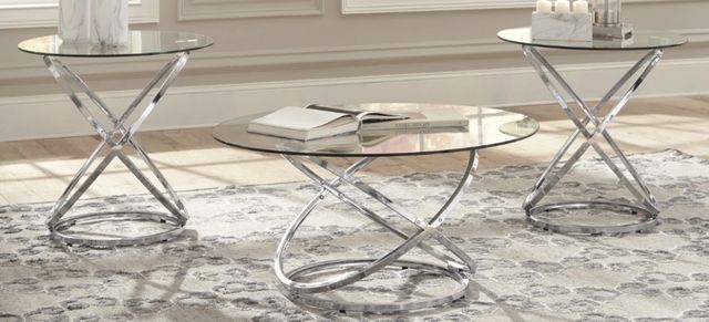 American Wholesale Furniture Uptown 3-Piece Silver Occasional Table Set-1