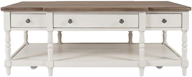 Jofran Inc. Grafton Farms Brown 3-Drawer Coffee Table with Antique White Base-1