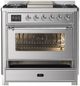 Ilve® Majestic III 36'' Stainless Steel Pro Style Dual Fuel Natural Gas Range with Triple Glass Door and Chrome Trim-1