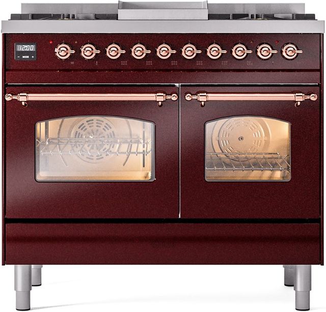 Ilve® Nostalgie II Series 40" Burgundy Pro Style Dual Fuel Range-0