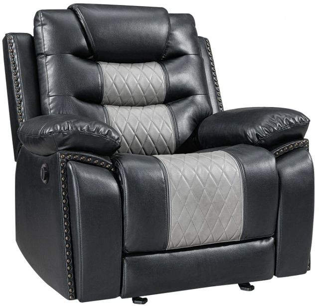 New Classic® Home Furnishings Nikko Black/Gray Power Glider Recliner-0