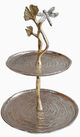 A & B Home Gold/Silver Cherry Blosson-2 Tier Stand Tray-1
