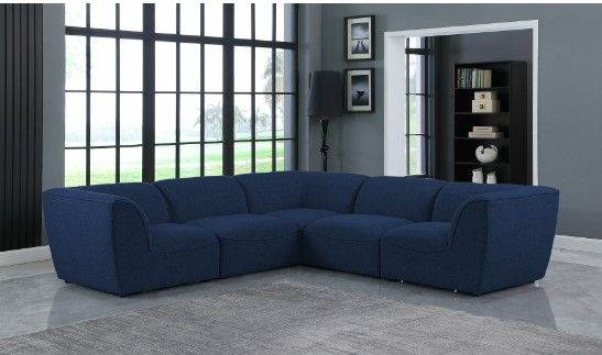 Meridian Furniture Miramar 5-Piece Navy Modular Sectional Sofa Set-3