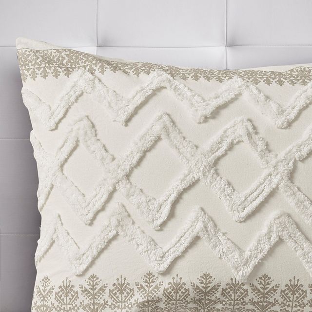 Olliix by INK+IVY Mila Taupe Full/Queen Cotton Printed Comforter Set with Chenille-3