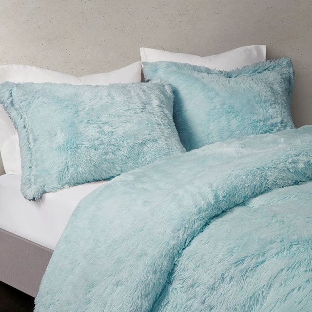 Olliix by Cosmo Living Cleo Teal Twin/Twin XL Ombre Shaggy Fur Comforter Set-2