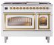 Ilve® Nostalgie II Noblesse 48'' White Pro Style Dual Fuel Range with Brass Trim-1