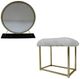 ACME Furniture Adao Black/Brass/White Mirror and Stool-0