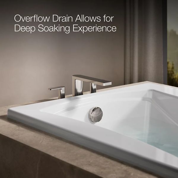 Kohler® Mariposa® White 72" x 36" Drop-In Whirlpool Bath with Bask® Heated Surface-4