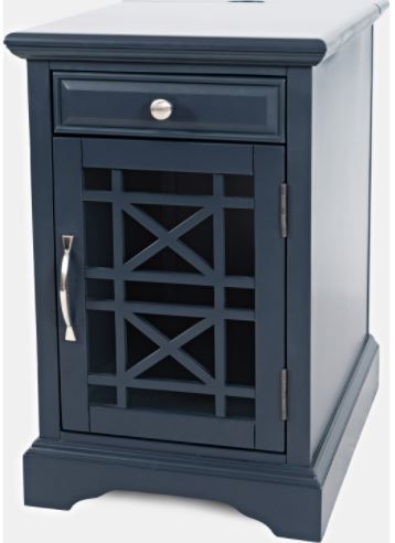Jofran Craftsman Navy Blue Power Chairside Table Gabriele