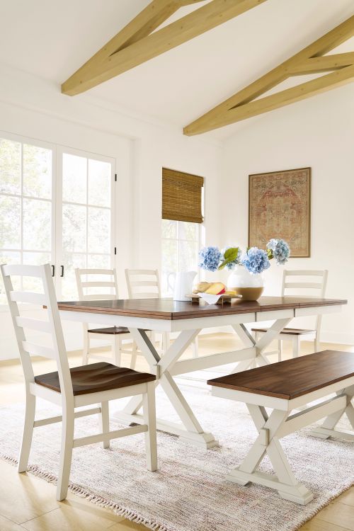 Signature Design by Ashley® Jendanton Brown Top Dining Table with Antique White Base-3