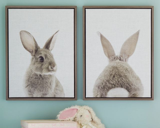 Signature Design by Ashley® Wittley 2-Piece Gray Bunny Wall Art-4