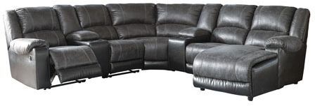 Signature Design by Ashley® Nantahala 7-Piece Slate Reclining Right-Arm Facing Sectional and Chaise with Console-1