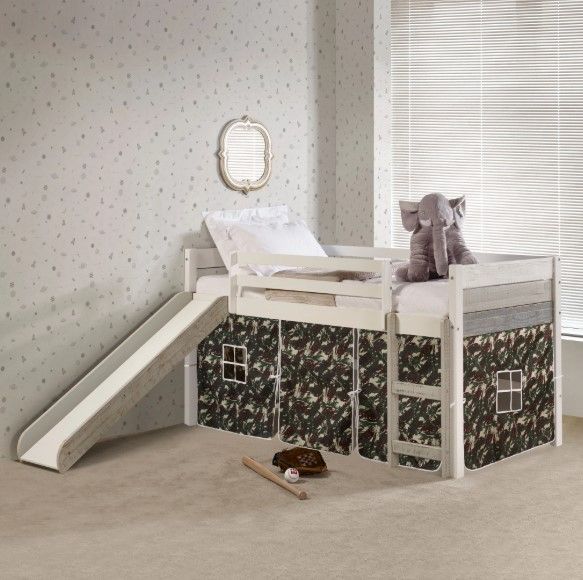 Donco Kids Green Camo/Gray/White Youth Twin Panel Low Tent Loft-1