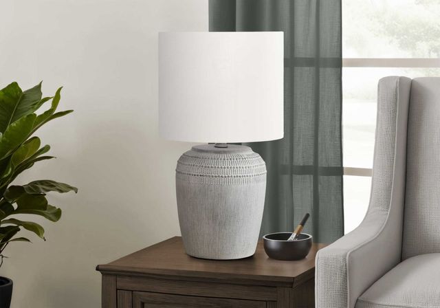 Monarch Specialties Inc. Grey Ceramic Table Lamp -2