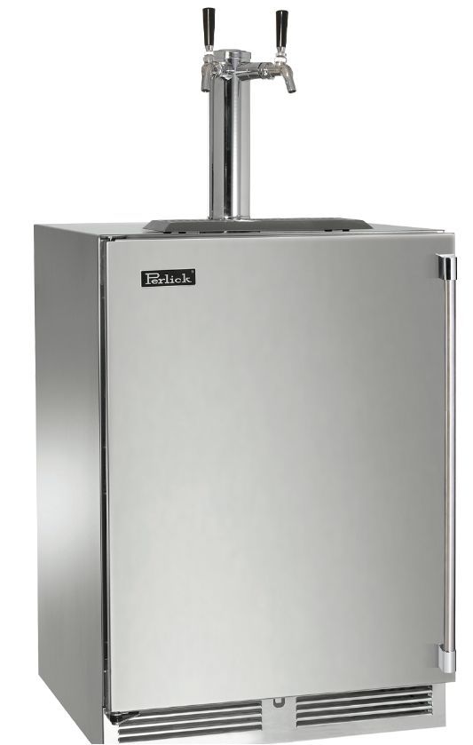 Perlick® Signature Series 24" Stainless Steel Outdoor Beverage Dispenser Solid Door 2 Faucets-0