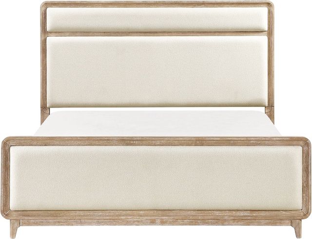 Mazin Furniture Wilshire Natural Oak Upholstered Eastern King Panel Bed-2