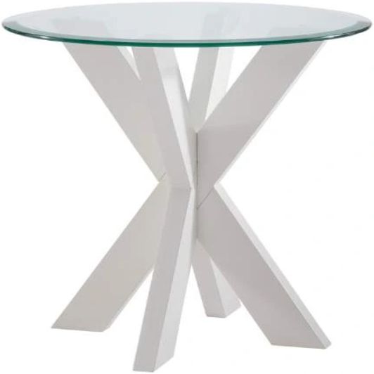 Powell® Adler Auden Glass Top Side Table with White Base-0