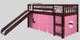 Donco Kids Mission Dark Cappuccino Twin Low Loft Bed with Pink Tent Kit-0