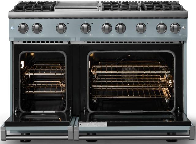 Viking® 5 Series 48" Novembery Sky Pro Style Gas (LP) Range with Polished Chrome Trim-1