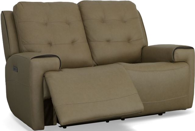 Flexsteel® Iris Khaki Power Reclining Loveseat with Power Headrests-2