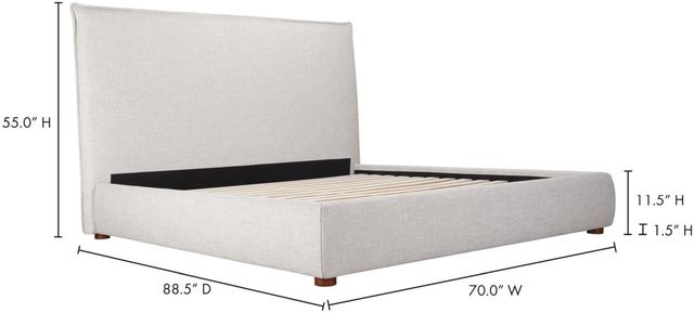 Moe's Home Collection Luzon Light Grey Tall Headboard Queen Bed-2