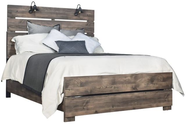 New Classic® Home Furnishings Misty Lodge Rustic Brown Queen Panel Bed-0