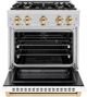 ZLINE Select Autograph Edition 30" Stainless Steel Pro Style Dual Fuel Range with White Matte Door and Polished Gold Accents-1
