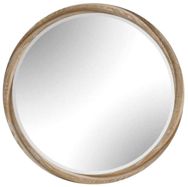 Uttermost® Landry Aged Light Wood Round Mirror-0