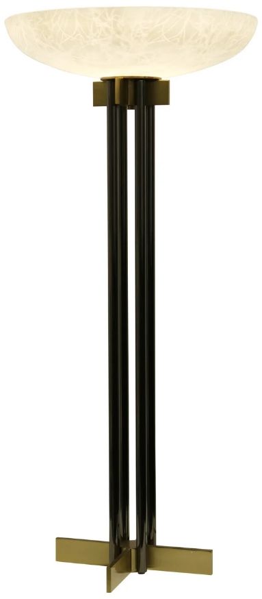 Harp & Finial® Mills Alabaster/Matte Black Torchier Table Lamp-1