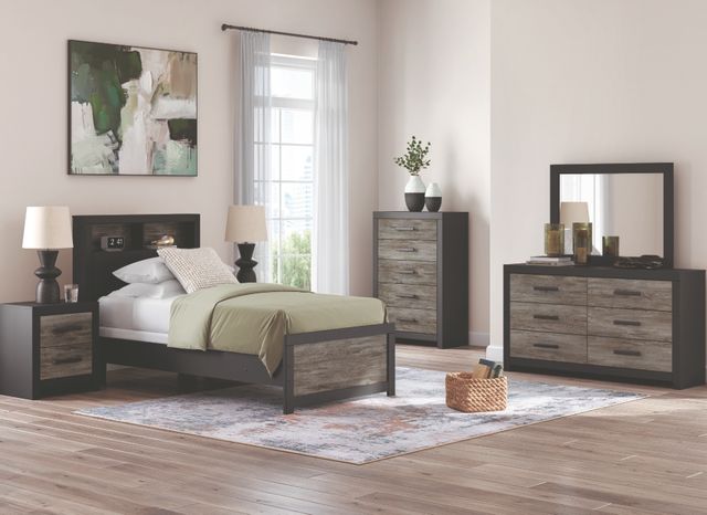 Signature Design by Ashley® Jonnifer Black/Gray Queen Lighted Bookcase Headboard-1