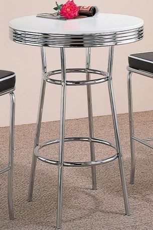 Coaster® Theodore White Bar Table with Chrome Silver Base-1