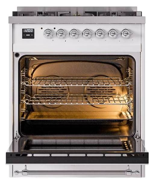 Ilve® Nostalgie II Noblesse 30'' Custom RAL Color Pro Style Dual Fuel Range with Chrome Trim-1