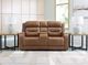 Signature Design by Ashley® Dreamer Caramel Power Reclining Loveseat with Audio Console-2