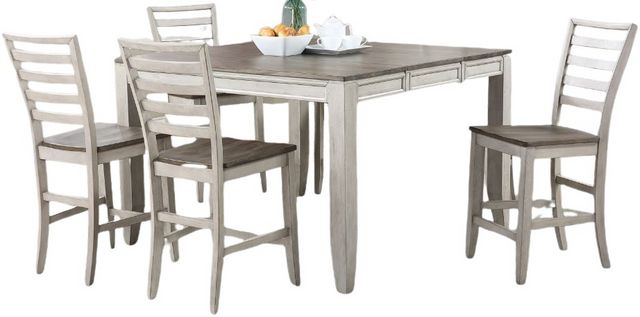 Steve Silver Co. Abacus 5-Piece Putty/Smoky Alabaster Counter Height Rectangular Dining Set