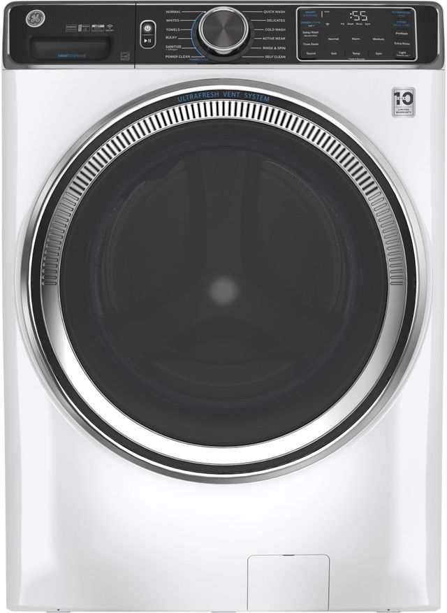GE® 5.0 Cu. Ft. White Smart Front Load Washer-0