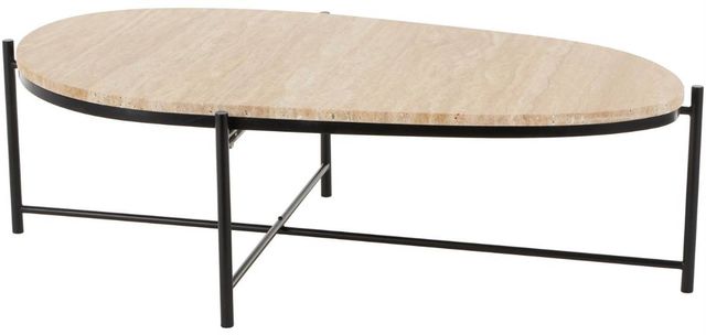 Deco Marche Beige Coffee Table with Black Support-0