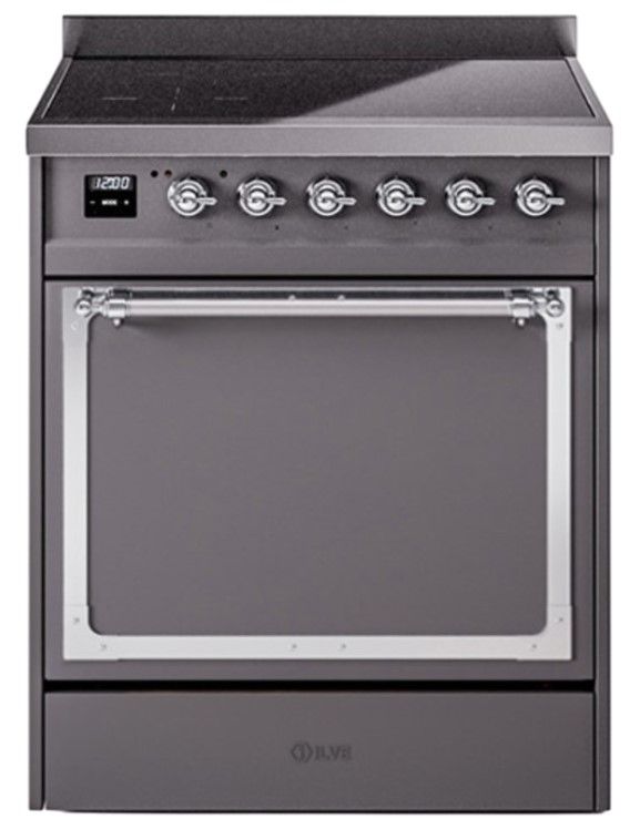 Ilve® Nostalgie II Noblesse 30'' Graphite Matte Pro Style Induction Range with Chrome Trim-0