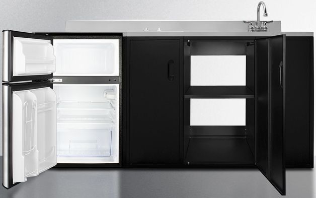 Summit® 72" Black and Stainless Steel All-In-One Kitchenette-3