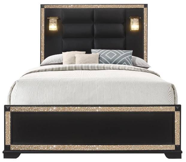 Global Furniture USA Blake 5-Piece Black/Gold Queen Bedroom Set-2