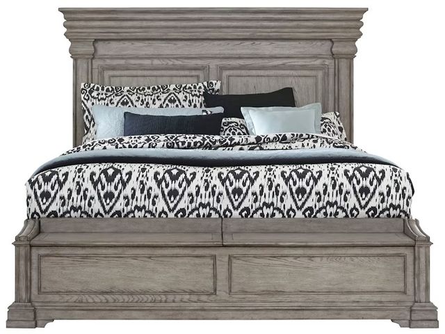 Pulaski™ Madison Ridge Brown King Panel Bed with Blanket Chest Footboard-2