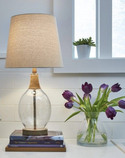 Signature Design by Ashley® Clayleigh 2-Piece Clear/Brown Table Lamp Set-4