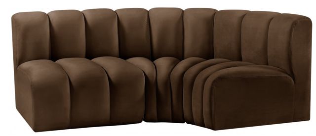 Meridian Furniture Arc 3-Piece Brown Velvet Sectional-1
