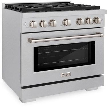 ZLINE 36" Satin Stainless Steel Pro Style Gas Range with 6 Brass Burners-3
