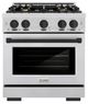 ZLINE Autograph Edition 30" Stainless Steel Pro Style Dual Fuel Range with Matte Black Accents-0