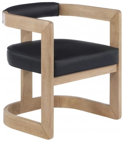 Meridian Furniture Manchester Black/Natural Vegan Leather Dining Arm Chair-0