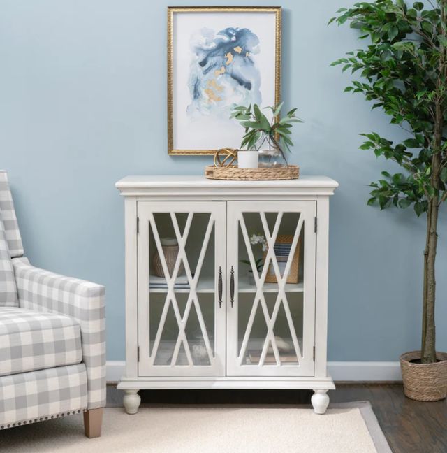 Powell® Slade Creamy White 2-Door Cabinet-1
