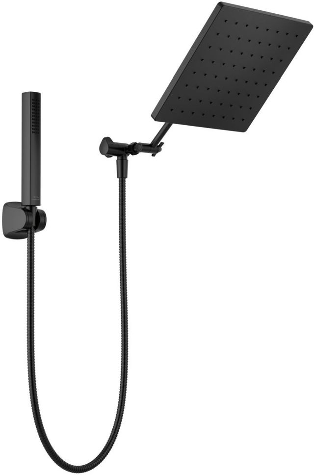 Delta Universal Showering Matte Black 10" Raincan Shower Head and Handheld Combo with Adjustable Extension Arm-0